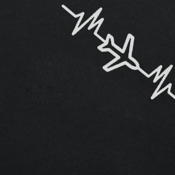 Gaisa Kuģa Dāvanu Ikdienas Krekls Vīriešiem Vasaras Stilā O-Veida Kakla Īsām Piedurknēm Lidmašīnas Pilota Sirdsdarbība Vintage T-Krekls Kokvilnas T-Veida Melns