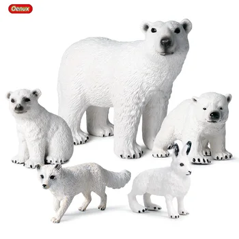 Oenux Sākotnējā 5GAB Arktikas Dzīvniekiem leduslācis polārlapsa Lepus Arcticus PVC Modeļa Darbības Rādītāji Dzīvnieku Statuetes Rotaļlietas Bērniem