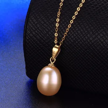 Dainashi cēls un luksusa 18K zelta nekustamā dabas balts/rozā/violeta pērle kuloni ar ķēdes smalkas rotaslietas sievietēm dāvanas
