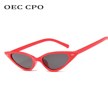 OEC CPO 2019 Jaunā luksusa Kniedes Cat eye Saulesbrilles WomenBrand Saules Brilles Dāmām Nelielu Kadru Vintage Sarkano toņu uv400 O200