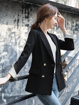Pavasarī un rudenī jaunu high-end sieviešu interviju profesionālo darba apģērbu vienkrāsainu liela izmēra maza uzvalks ilgi, Bleizeri, žaketes