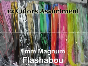 12 Krāsas, 12 Iepakojumi Magnum Flashabou, 1mm Vizulis, Lidot ar Piesaisti Jig Lure