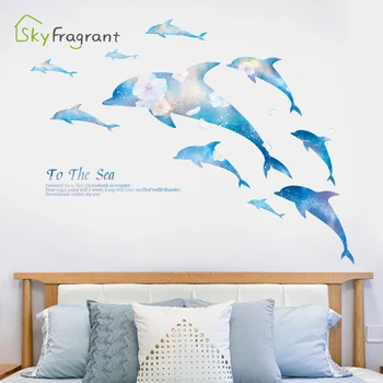 Radošā ins okeāna uzlīmes guļamistaba dekori mājas sienas uzlīmes, dzīvojamā istaba fona sienas dekors pašlīmējošu telpu dekorēšana