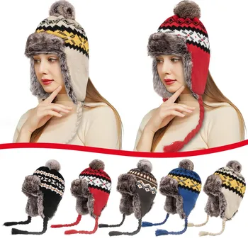 Modes Pom Pom Beanies Klp Āra Ziemas Neitrāls Silts Ausu Aizsardzības Rudens Cepures adītas Vilnas Cepure Gadījuma Jaunu 2020