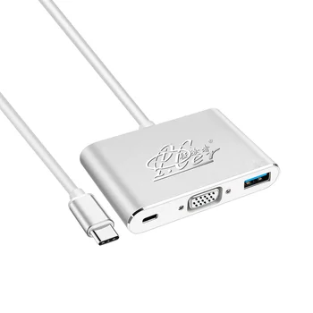 USB C VGA PD USB3.0 c tipa VGA+USB3.0+PD ostas c tipa usb c adapteris priekš macbook pro huawei matebook samsung S8/S9 konvertētājs