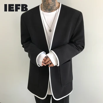 IEFB Vīriešu apģērbi 2021. Gada Pavasara Modes Jaunu Vīriešu Uzvalku Zaudēt Lielu Izmēru V Apkakles Vienu Pogu Bleizeri korejas Mētelis Ar Kabatām 9Y87