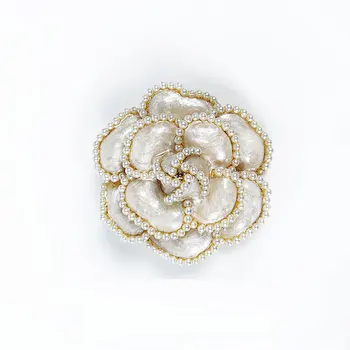 Luksusa Zīmolu Top Ziedi Pērles Jewlery Stila Piespraudes Piespraudes Ziedu Broche Urbis Camellia Sievietēm
