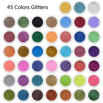 45 Sveķu Krāsas Pigmentu Komplekts Vizlas Pulveris Spīdīgu Glitters Sequains Nail Art Sveķu Rotaslietu Izgatavošana