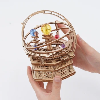 84Pcs DIY Koka Starry Night Music Box 3D Mehāniskās Puzzle Modelis Izglītības Rotaļlietu Modeļu Veidošanas Komplekti Bērniem, Radošie Dāvanas