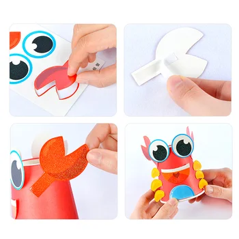 12pcs Bērni 3D DIY roku papīra tases uzlīmes materiālu komplekts / Viss komplekts Bērniem bērnudārzs, skola, mākslas amatniecības izglītības rotaļlietas