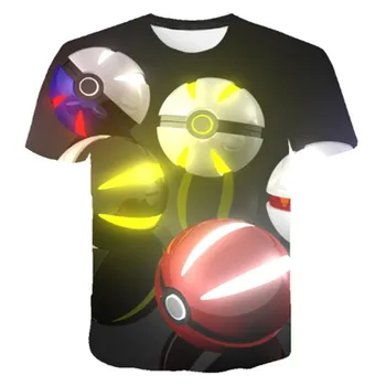 2020 Jaunu 3D Vīriešiem un Sievietēm Karikatūra Pokemon t krekls Zēniem Anime T Krekls O-veida Kakla Apģērbs 