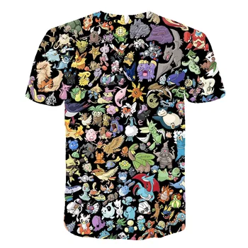 2020 Jaunu 3D Vīriešiem un Sievietēm Karikatūra Pokemon t krekls Zēniem Anime T Krekls O-veida Kakla Apģērbs 