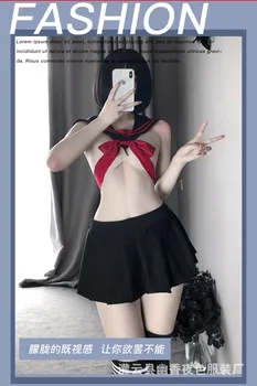 Anime JK Vienotu Sexy Apakšveļa, Erotiska Redzēt Cauri Cosplay Kostīmi Kawaii Mežģīnes Top Biksītes Sievietēm Jūrnieks Skolas meiteņu Apģērbs
