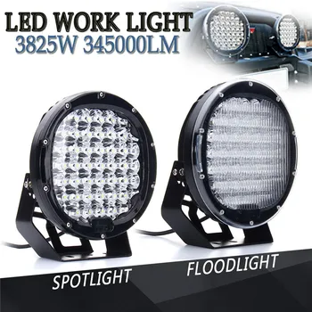 3825W 1/2GAB 9 Collu LED Black Auto Aktualitātes +Plūdu Lēcu Lukturis, Tālās gaismas Lukturis Lukturis Ar Backet Par SUV Kravas automašīnu Offroad 4WD