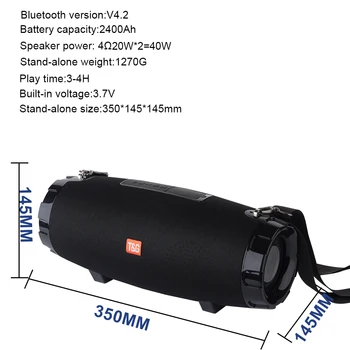 40W Portatīvā Bluetooth Skaļruni, Boom box TG526 bezvadu Āra Kolonnu Ūdensizturīgs 3D stereo, Subwoofer atbalsts TF FM Radio USB