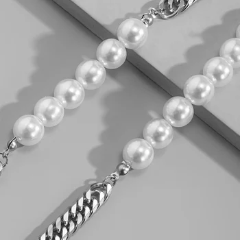 SHIXIN Nerūsējošā Tērauda Ķēdes Ar Perlamutra Pērles Kaklarota uz Kakla Modes Īss sānslīdi kaklasaite Kaklarotas Sievietēm Ir 2021. Apkakles Collier