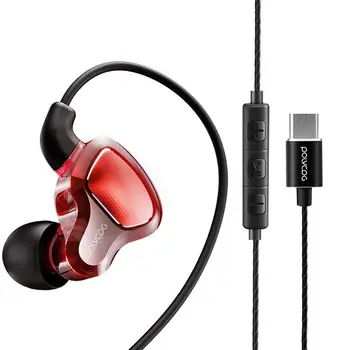 C tipa Austiņas Dinamisko Disku HiFi USB-C Earbuds In-ear Bass Metāla Sporta Spēļu Austiņas ar Mic, lai Xiaomi Huawei