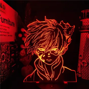Boku Nav Varonis Augstskolu LED Nakts Apgaismojums, Todoroki Shoto MANS VARONIS AUGSTSKOLU 3D Lampu Mājas Apdare ēsmas zivtiņu vadi Anime Guļamistaba Dekori Lampe