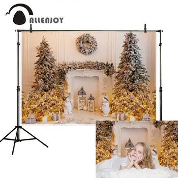 Allenjoy Ziemassvētku festivāls fona fotogrāfija kamīnu, sienas, koku fona, photocall ziemas onederland dzimšanas dienu banner