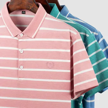 2020. gada vasarā jaunu zīmolu apģērbu vēstuli, ofseta druka modes svītrainām atloks Polo krekls modes gadījuma vīriešiem ar īsām piedurknēm Polo