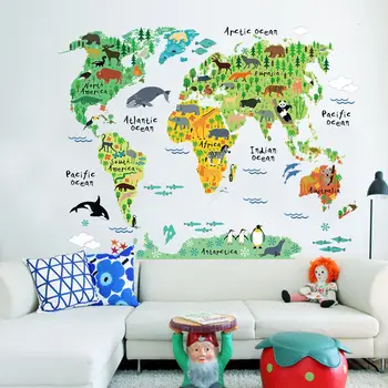 Jaunu, Lielu APĢĒRBU IEKĀRTU Pasaules kartē bērnu istabas apdare, Sienas uzlīme