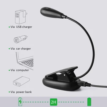 Mini Klips Lasot Grāmatu indikators USB Ātri Uzlādēt 4000K 7 LED Lampas, L5 #4