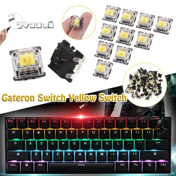 70PCS Pack 3Pin Gateron Lineāro Dzeltenā Maiņa Klaviatūras Maiņa Mechanical Gaming Keyboard