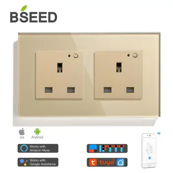 BSEED UK Standarta strāvas Kontaktligzdu Wifi Triple Double Ligzda Smart WIFI Ligzda Baltā Melnā Zelta Krāsas