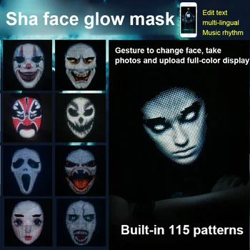 DIY Rediģēšanas Maska Pilna krāsu LED Seju-mainās Kvēlojošs Gaismas Maska Mobilo Tālruni APP Displejs Maska Brīvdienu Rotājumi Masque