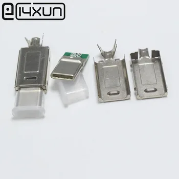 Sākotnējā 150Set USB 3.1 Tips-C C Tipa Plug Double-sided spraudnis DIY Uzlādes Savienotājs OD 3.0mm2 Kabelis