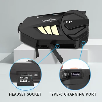 Freedconn F1 Plus Motociklu Bluetooth 5.0 Domofons Ūdensizturīgs 1080P HD Video Objektīvs Wifi Ķivere iekšējā telefonu 6 Braucēji, Reģistratoru DVR