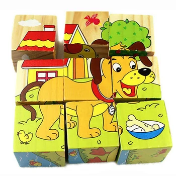 9pcs 6 Pusēs Mazulis Koka Karikatūra Dzīvnieku Puzzle Rotaļlieta Gudrības, Atjautības Agrīnās Izglītības Mācību Rotaļlietas Bērniem Viena Spēle 3D Puzzle