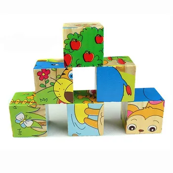 9pcs 6 Pusēs Mazulis Koka Karikatūra Dzīvnieku Puzzle Rotaļlieta Gudrības, Atjautības Agrīnās Izglītības Mācību Rotaļlietas Bērniem Viena Spēle 3D Puzzle