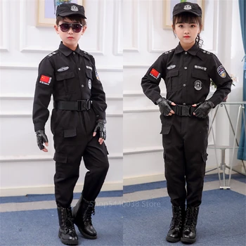Bērniem Satiksmes Speciālās Policijas Halloween Karnevāla Puse Sniegumu Policisti Vienādi Mazulis Armijas Zēni Cosplay Kostīmi Izmērs 110-160CM