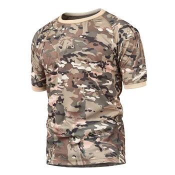 2018 Vasaras Taktiskās Maskēties T Krekls Vīriešiem Ātri Sausas Armijas Kaujas T-Krekls Gadījuma Elpojošs Camo O-veida Kakla Militāro T Krekls 4XL 5XL
