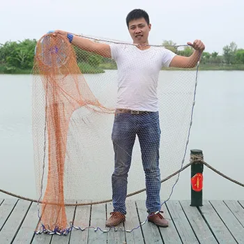 Augstākās Kvalitātes Alumīnija Sakausējuma, Gredzenu Amerikāņu Roku Čuguna Zvejas tīkls ar Tērauda Sinkers Throwing Zvejas Tīklu Diametrs ir 2.4 M-4.2 M