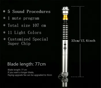 LED Lightsaber Lūkas Zvaigžņu Cosplay Gaismas Saber ar Balss Vader Zobenu Krāsas Metāla Spals stick gaismas lightstick
