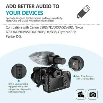 Neewer CM15 Fotokameras Mikrofonu Interviju Mikrofons, kas Saderīgas ar Nikon/Canon/Sony/Panasonic Fotokameru, Videokameru, Uni-Directional