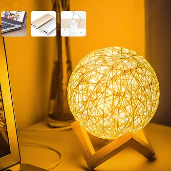 15CM * Regulējamas, Rotangpalmas Bumbu Gultas Galda Lampa USB Iekštelpu 3D Mēness Lampas LED Nigth Gaismu Lieliska Dāvana, Bērniem, Guļamistaba, Dzīvojamā Istaba