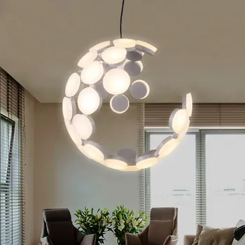 Itāļu dizainers kulons lampu Radošā mēness lampa baltā Melnā Krāsā, piekare, lampas, Guļamistabas, Ēdamistabas Virtuves salu lustra