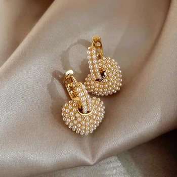 Tautas 2020. Gadā Slavenību Stilu Sweet Pearl Persiku Sirds Mīlestību Vilināt Auskari Sievieti Modes Luksusa Rotaslietām Neparasti Auskari