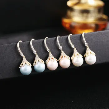 SINZRY hotsale elegants kostīms rotaslietas AAA kubikmetru zircon mikro bruģēt imitētu pērle korejas piliens auskari sievietēm