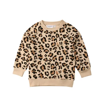 2019. gada Pavasarī Baby Toddler Meitene Apģērbs Bērniem, Zēns, Meitene Leopards Drukāt garām Piedurknēm Džemperis Hoodies sporta Krekli Mētelis 1-7Years