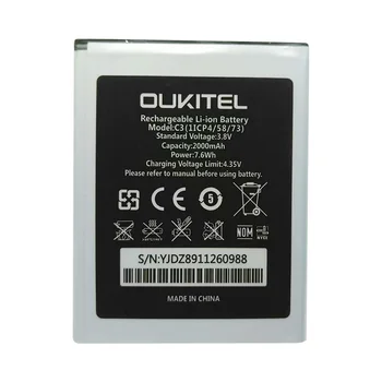 1gb New Augstas Kvalitātes 2000mAh Oukitel C3 Tālruņa akumulatora Oukitel C3 C 3 tālruņa Akumulatora +izsekošanas numuru