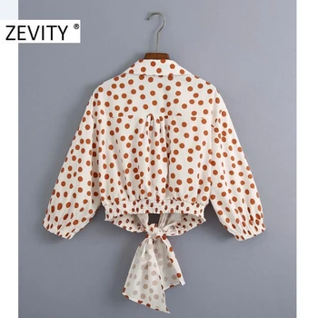 Zevity Jaunā sieviešu elegants polka dot print ikdienas īsās smock blūze sieviešu vīles elastīgās mezgloti krekli krūtīm, blusas topi LS7146