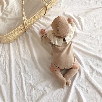 Trikotāžas Baby Romper Savirmot Apkakles Jaundzimušo Bērnu Romper Rudens 2020. Gadam Zīdaiņu Apģērbs, Kostīmi Meitenēm Playsuit Toddler Jumpsuit Kokvilnas