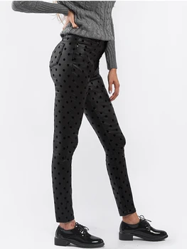 Melnu Zīmuli Bikses Sievietēm Augstas Kvalitātes Polka Dot Print Garās Bikses Harajuku Slim Stiept Kokvilnas Femme Pantalon Plus Izmērs S-3XL