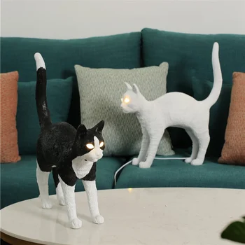 SELETTI Sveķu Kaķis Galda Lampas Ziemeļvalstu Guļamistabas Gultas lampa, Dzīvnieku Galda Lampa Led Gaismas Ķermeņi mākslas Mājas Dekori Apgaismojums, Apgaismes iekārtas