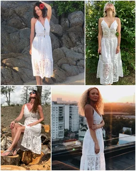 ZOGAA V Kakla Sexy Mežģīņu Vasaras Kleita Sievietēm Siksna Pogu Gadījuma Balta Kleita Sieviešu Streetwear Backless Midi Kleitu Vestidos 2018