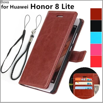 Kartes turētāja vāku gadījumā Huawei Honor 8 Lite ( P8 Lite 2017 ) Pu ādas aizsardzības gadījumā, seifs tālruņa vāciņu
